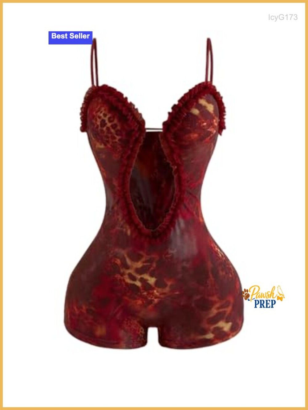 Women's Leopard Cutout Romper Sleeveless Backless Frill Trim Jumpsuit Club Party